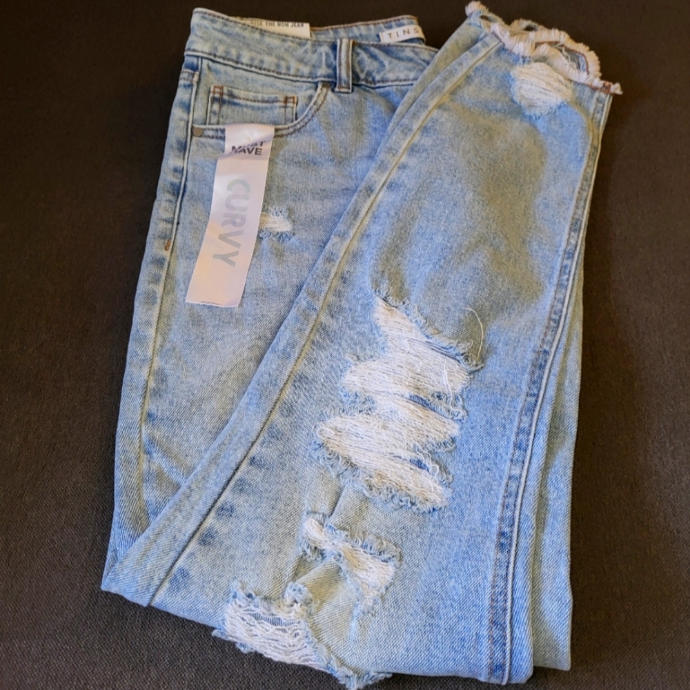High-rise Curvy distressed jeans